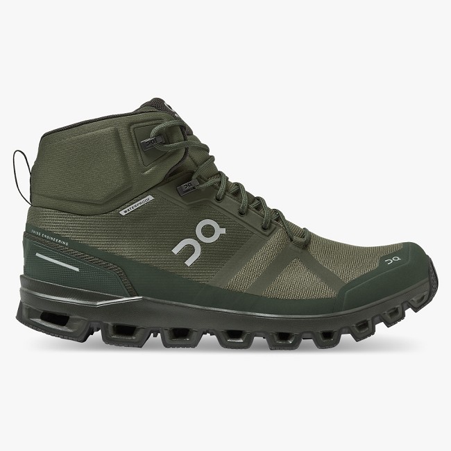 ON Cloudrock Waterproof Mens - Men's Hiking Boots NZ-35129 Jungle/Fir